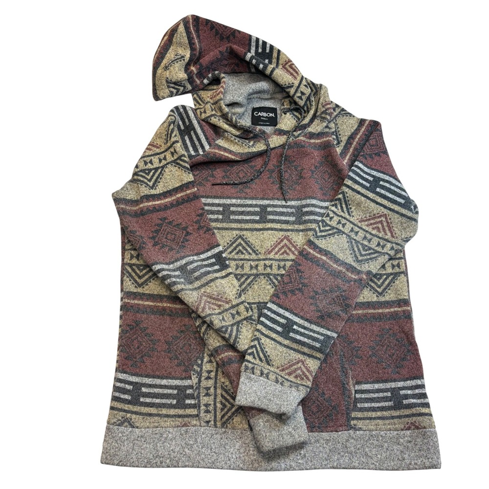 CARBON | Aztec Southwestern Print | Pullover‎ Hoodie | Small S Menswear Casual